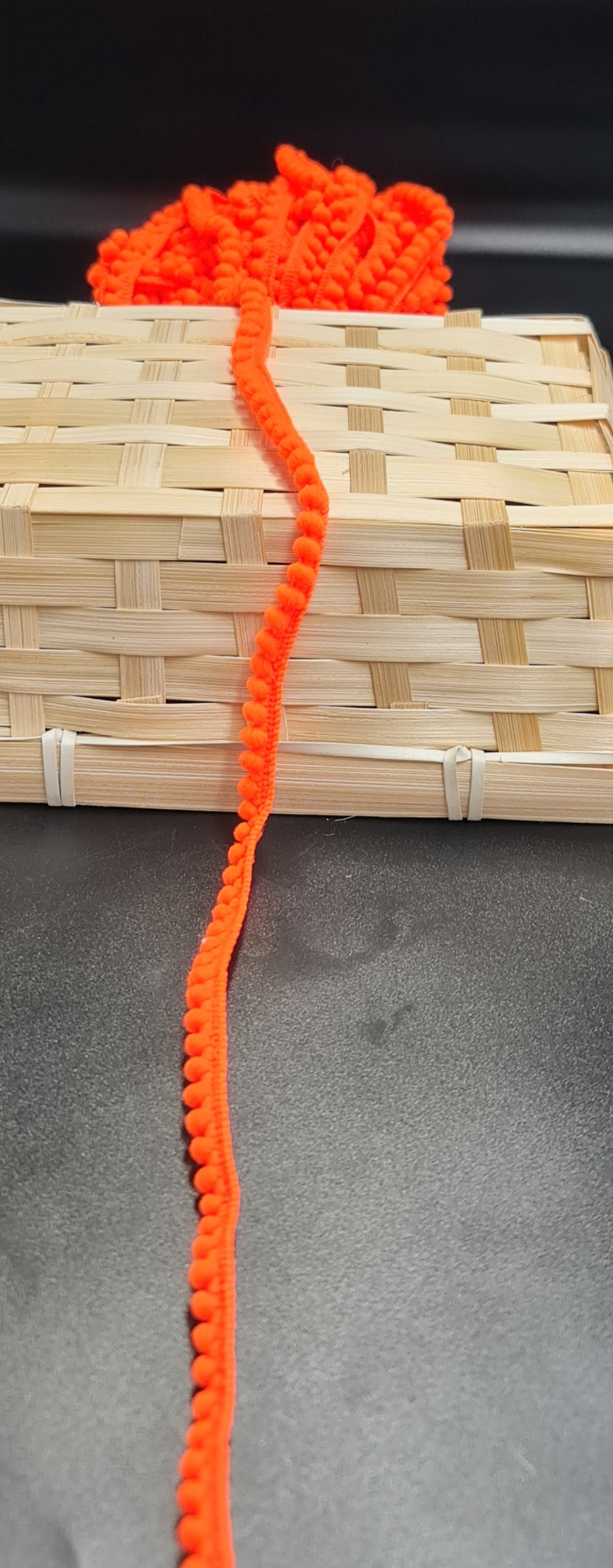 Pom Pom Braid (SMALL) (Lumo Orange) (8mm) (SOLD PER METER)