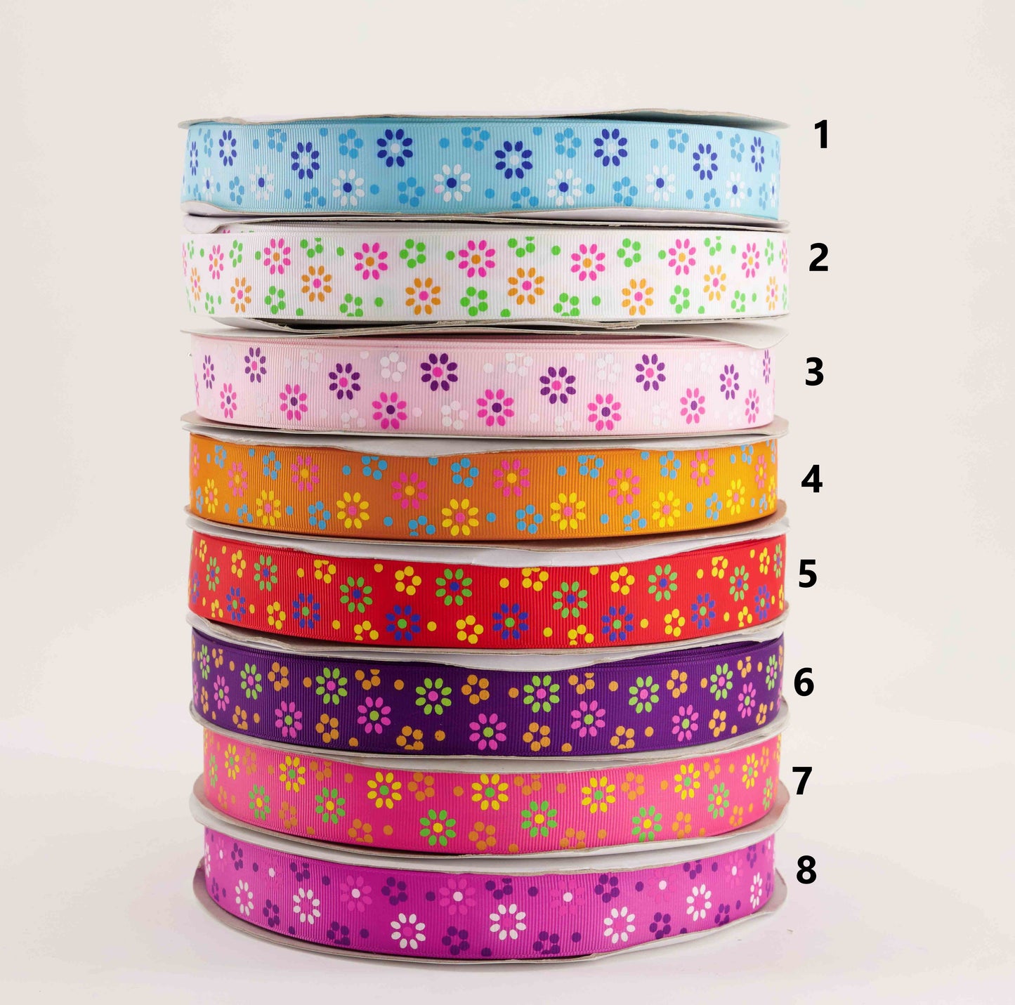 Grosgrain Printed Daisy Tape  (SOLD PER METER)